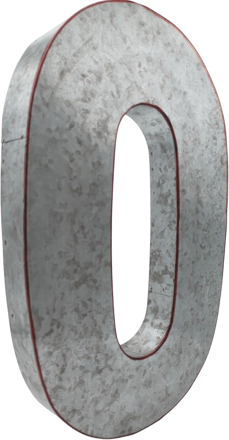 Science Purchase 20" Metal Number 0 (Zero) Wall Decor, Silver with Rusted Edges, Galvanized Wall Mountable Decoration for Country, Mid-Century, or Farmhouse Themed Room or Event - Image 1